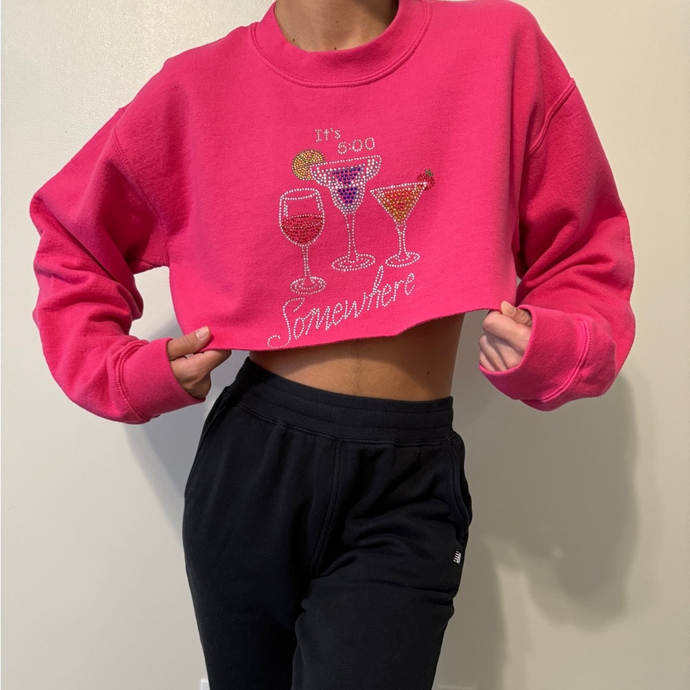 GILDAN EMBELLISHED CROPPED CREWNECK